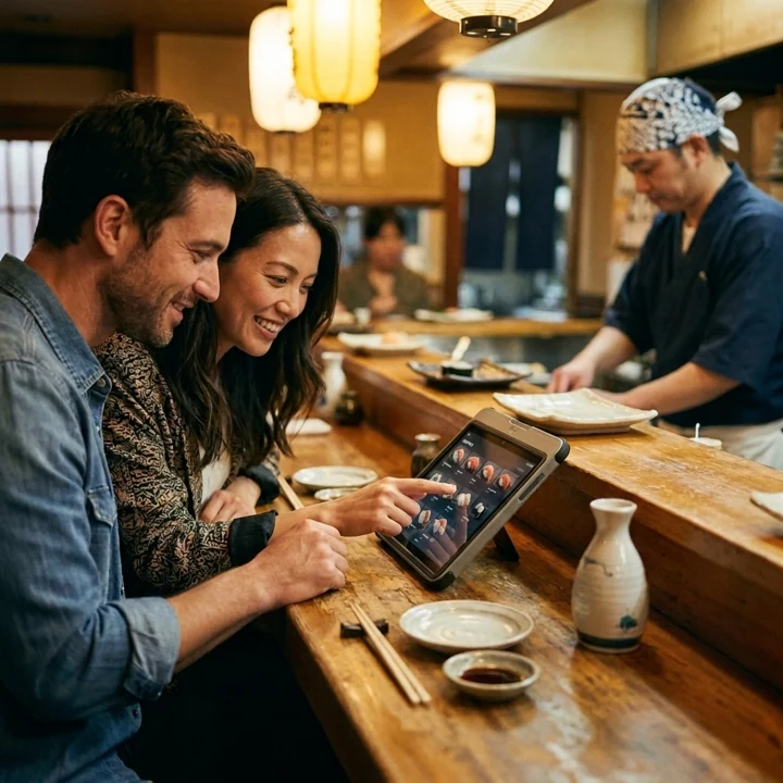 ChikoPOS illustration of guests ordering from a table tablet
